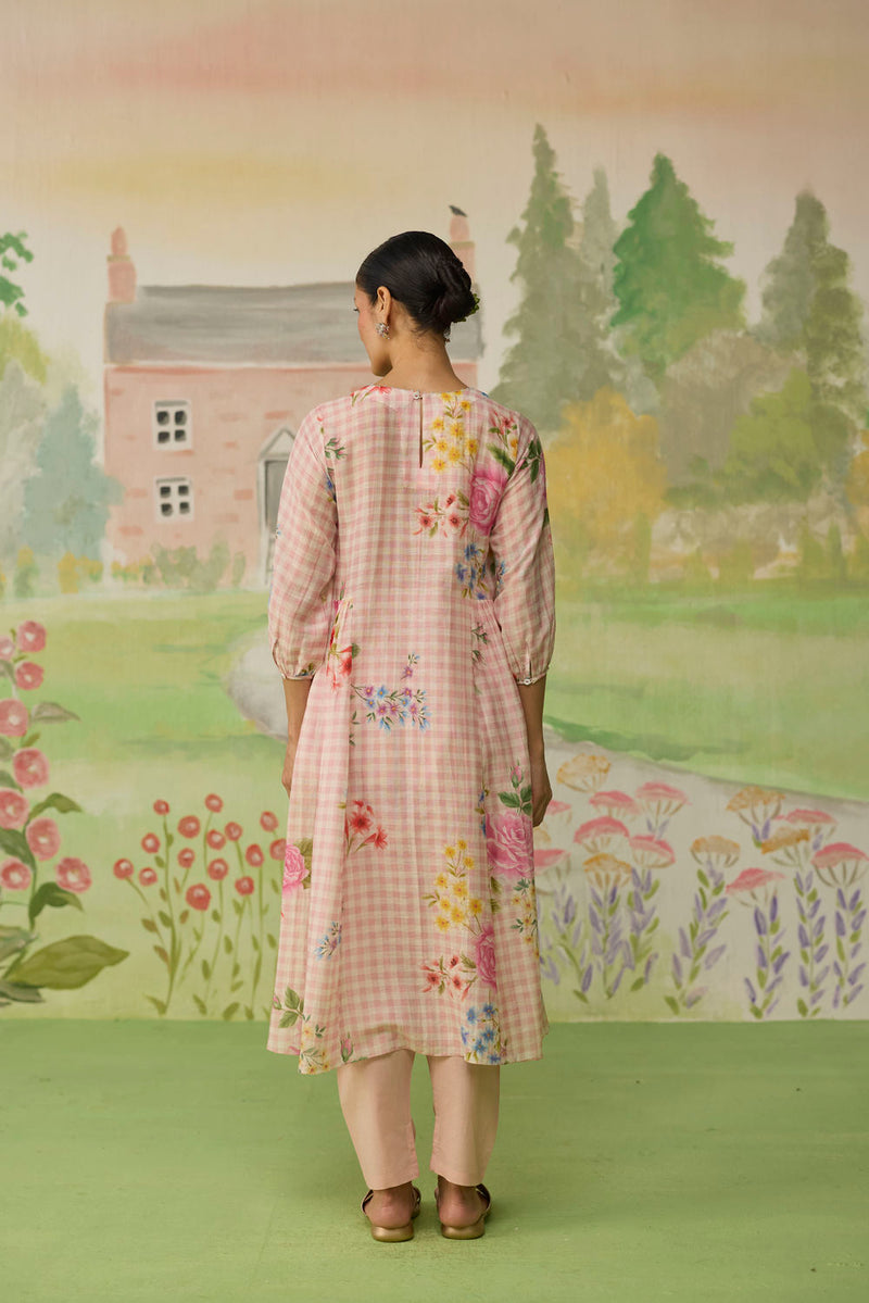Golden Hour Pink Long Kurta Set Khadi Silk silk co-ord set by Nadiya Paar in pink for women in Singapore