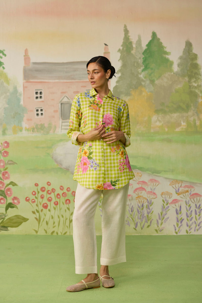 Nice Day Linen Co-ord Set Lime Green linen co-ord set by Nadiya Paar in green for women in Singapore