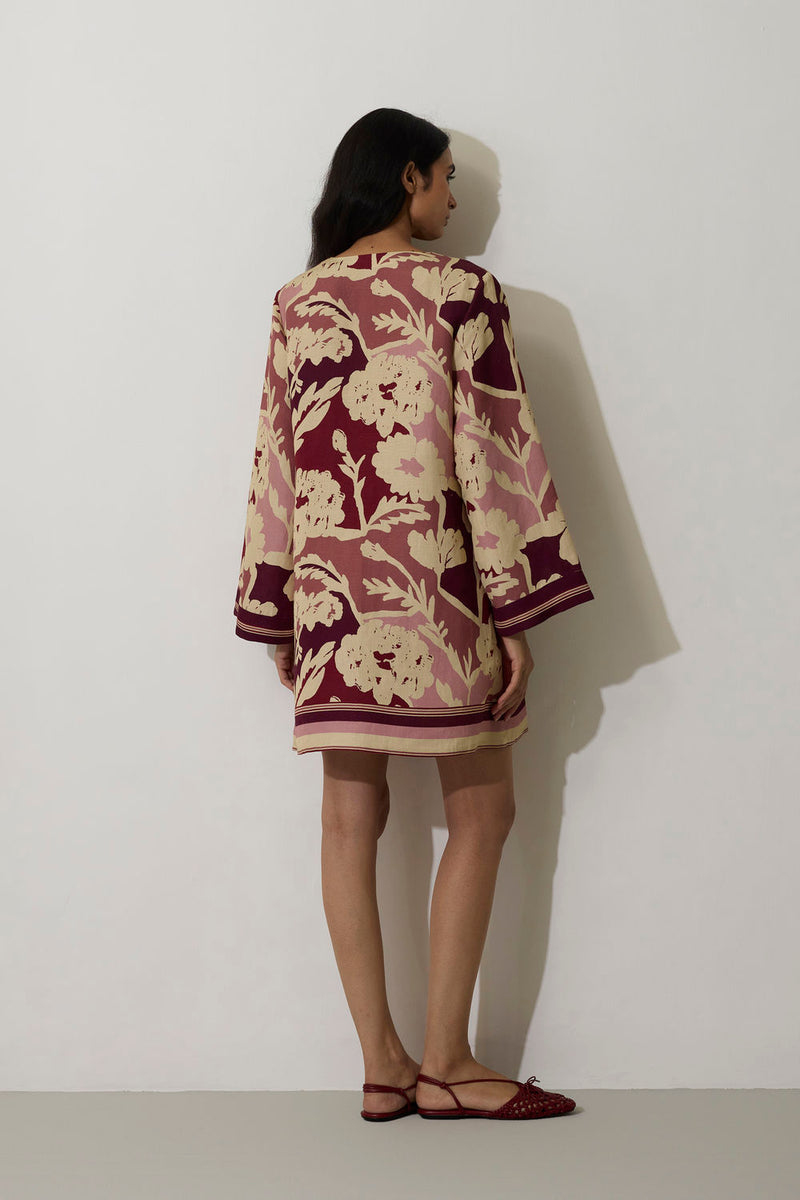 Marigold Stripe Shift Dress-Rose linen dress by World of SiSa in pink for women in Singapore