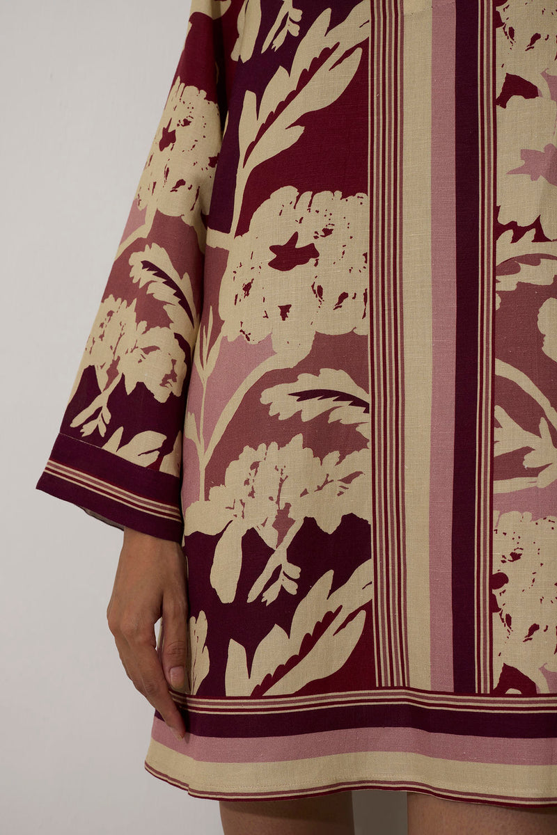 Marigold Stripe Shift Dress-Rose linen dress by World of SiSa in pink for women in Singapore