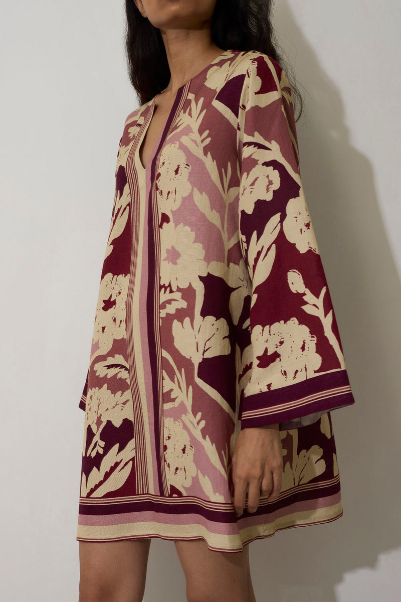 Marigold Stripe Shift Dress-Rose linen dress by World of SiSa in pink for women in Singapore