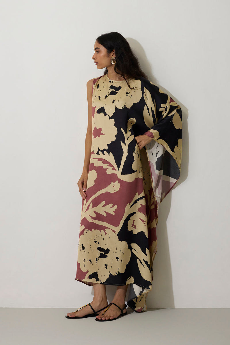 One-Shoulder Marigold Kaftan modal dress by World of SiSa in pink for women in Singapore