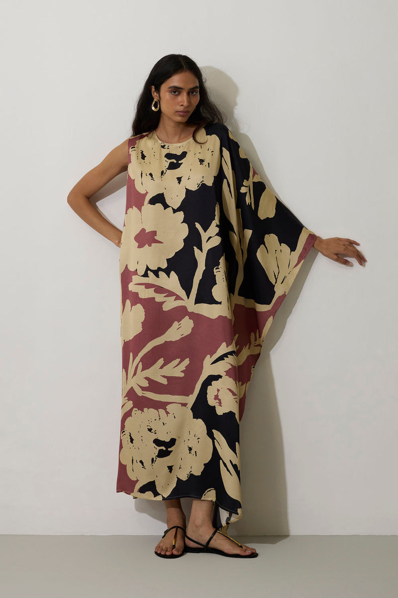 One-Shoulder Marigold Kaftan modal dress by World of SiSa in pink for women in Singapore