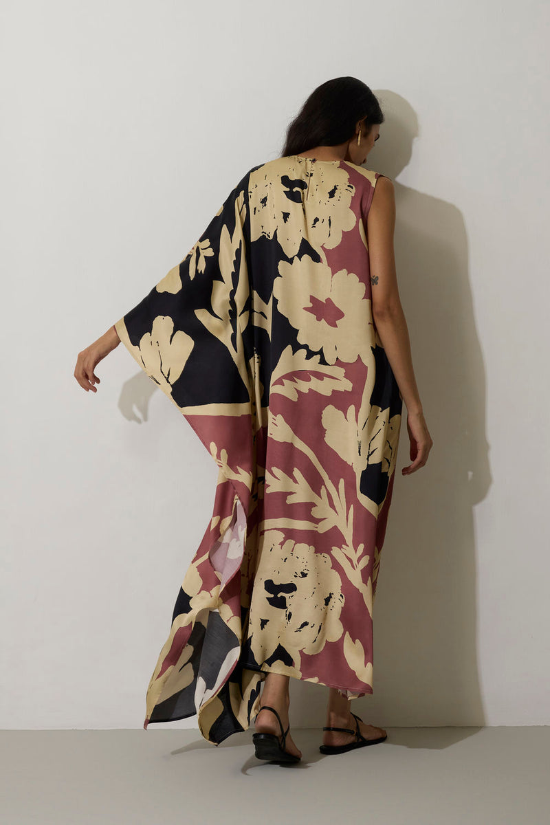 One-Shoulder Marigold Kaftan modal dress by World of SiSa in pink for women in Singapore