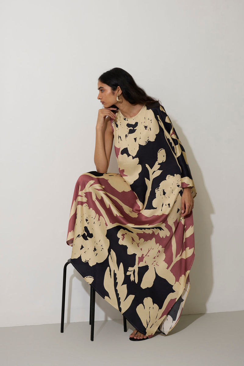 One-Shoulder Marigold Kaftan modal dress by World of SiSa in pink for women in Singapore