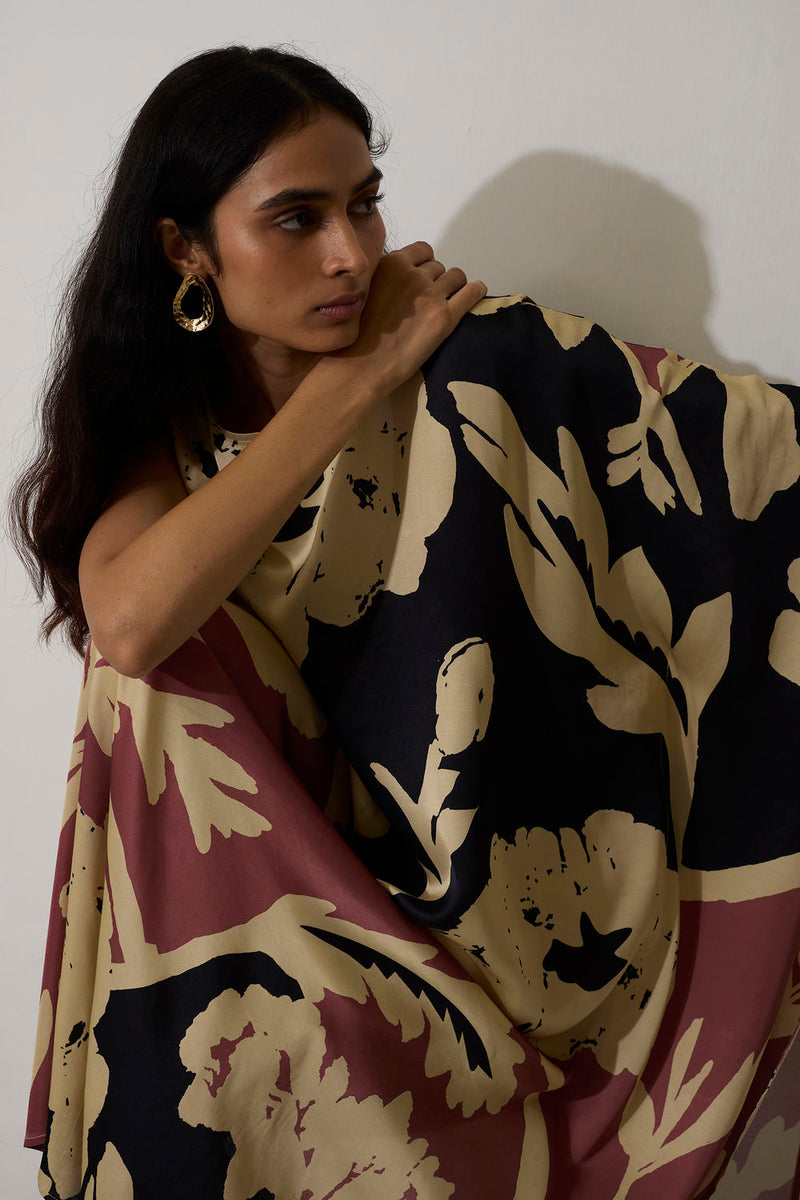 One-Shoulder Marigold Kaftan modal dress by World of SiSa in pink for women in Singapore