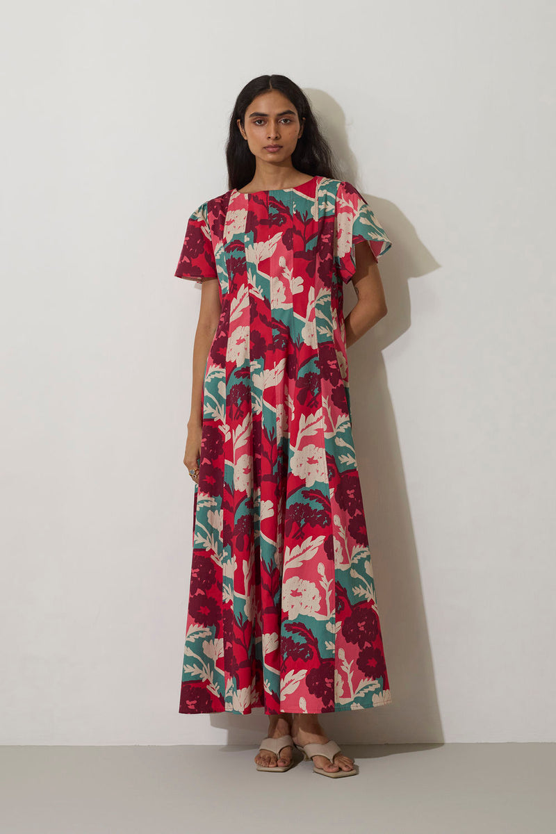 Marigold Panelled Drift Dress cotton dress by World of SiSa in pink for women in Singapore
