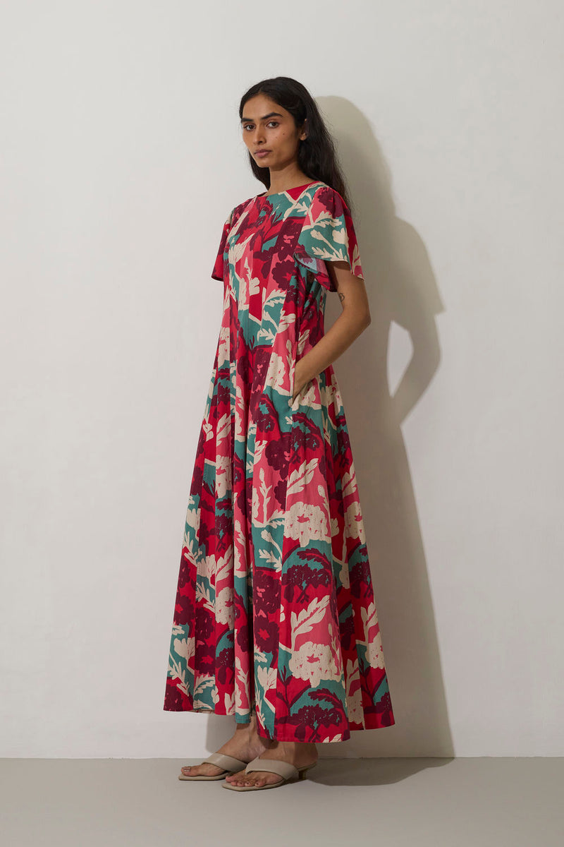 Marigold Panelled Drift Dress cotton dress by World of SiSa in pink for women in Singapore