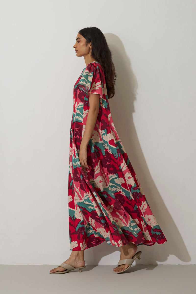 Marigold Panelled Drift Dress cotton dress by World of SiSa in pink for women in Singapore