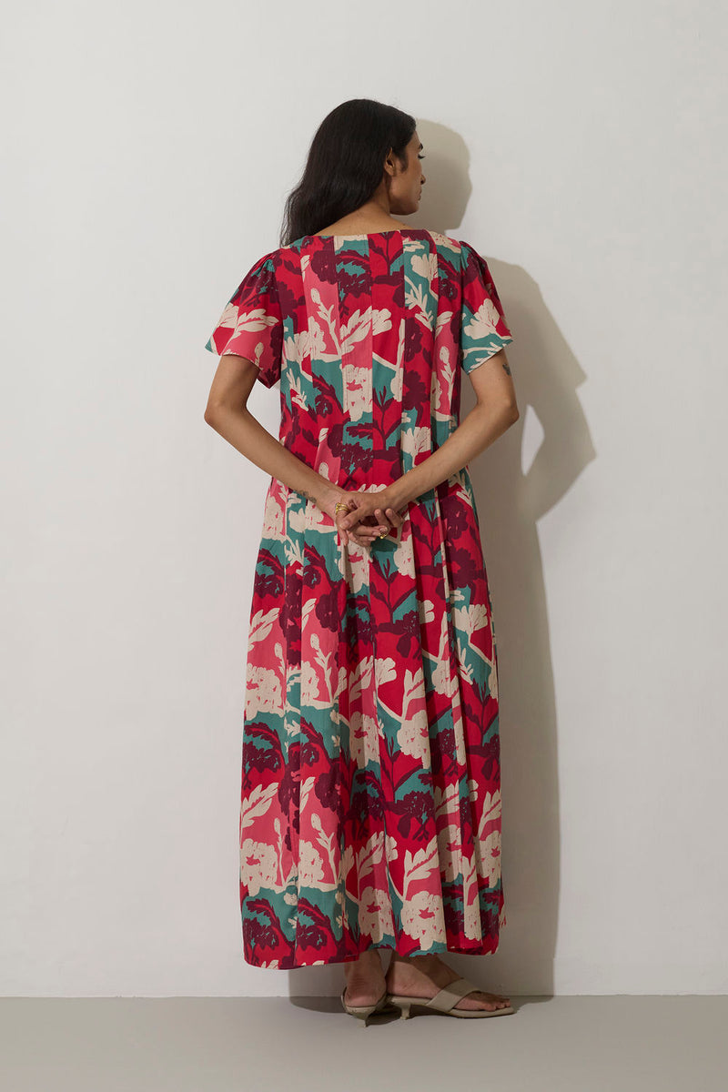 Marigold Panelled Drift Dress cotton dress by World of SiSa in pink for women in Singapore
