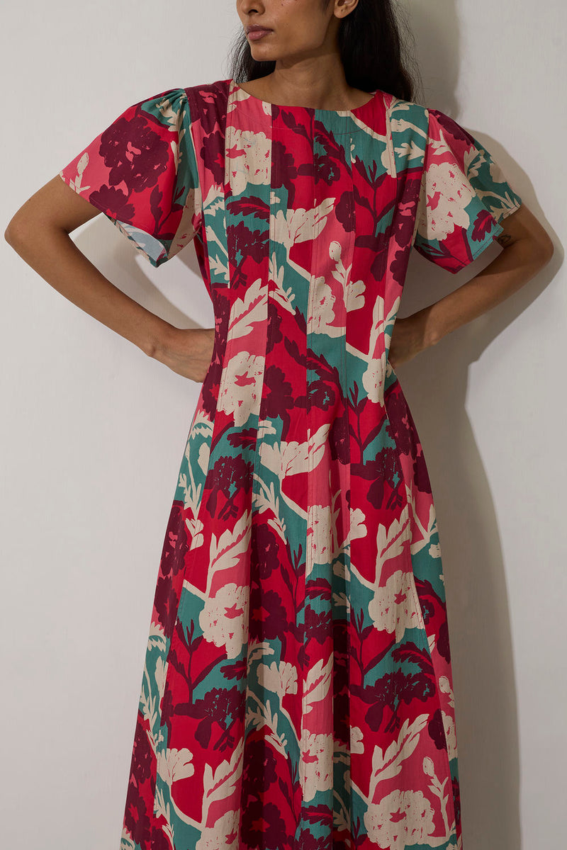 Marigold Panelled Drift Dress cotton dress by World of SiSa in pink for women in Singapore