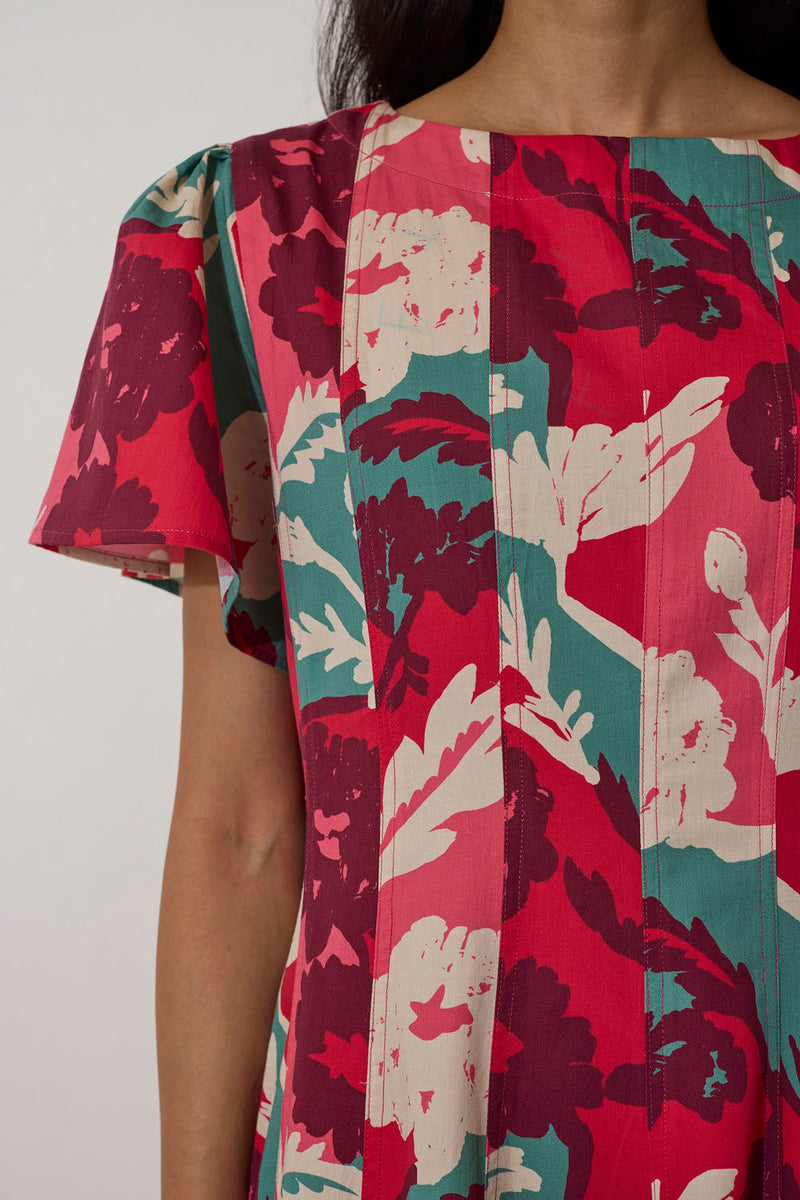 Marigold Panelled Drift Dress cotton dress by World of SiSa in pink for women in Singapore