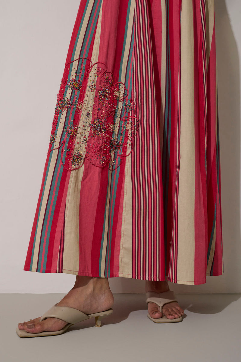 Stripe Panelled Drift Dress cotton dress by World of SiSa in pink for women in Singapore