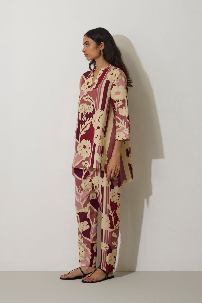 Marigold Overgrowth Set-Pink linen co-ord set by World of SiSa in pink for women in Singapore