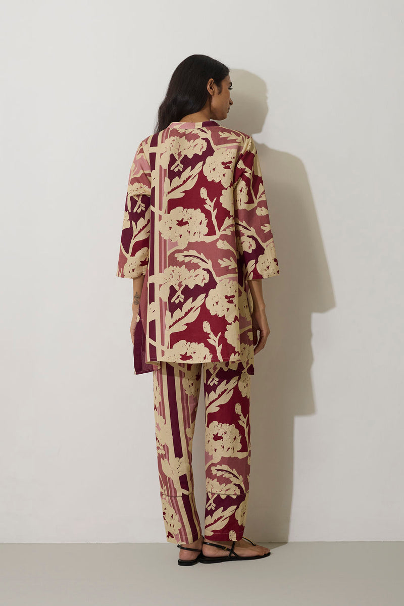 Marigold Overgrowth Set-Pink linen co-ord set by World of SiSa in pink for women in Singapore