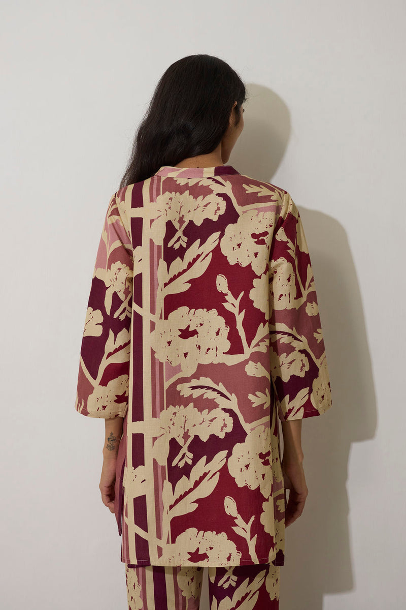 Marigold Overgrowth Set-Pink linen co-ord set by World of SiSa in pink for women in Singapore