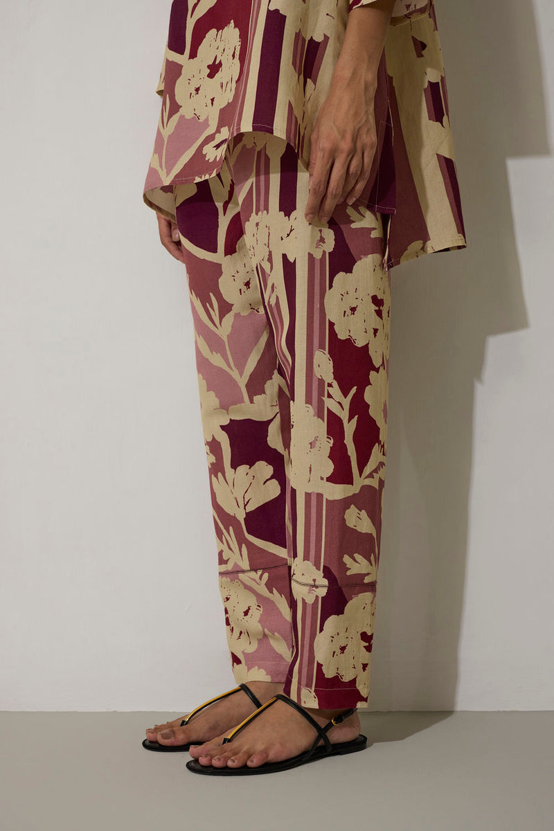 Marigold Overgrowth Set-Pink linen co-ord set by World of SiSa in pink for women in Singapore