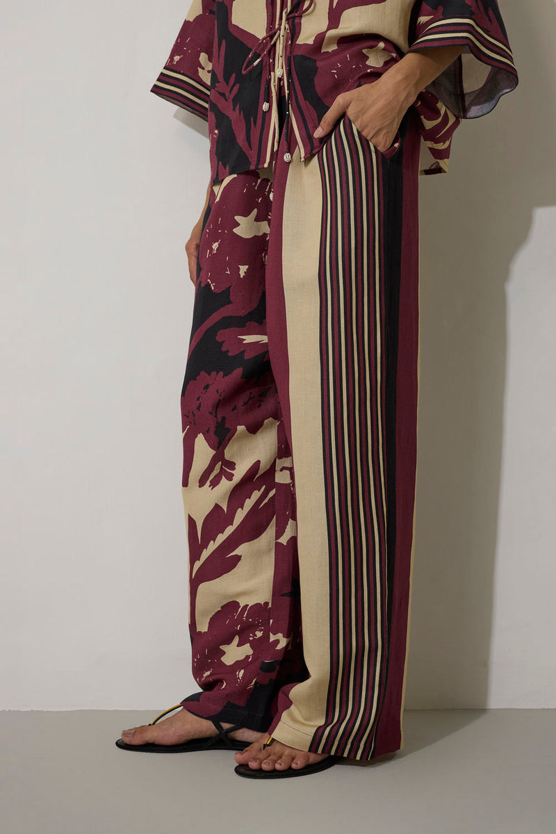 Tie-knot Marigold Set-Purple linen co-ord set by World of SiSa in purple for women in Singapore