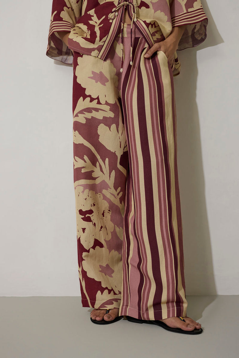 Tie-knot Marigold Set-Pink linen co-ord set by World of SiSa in pink for women in Singapore