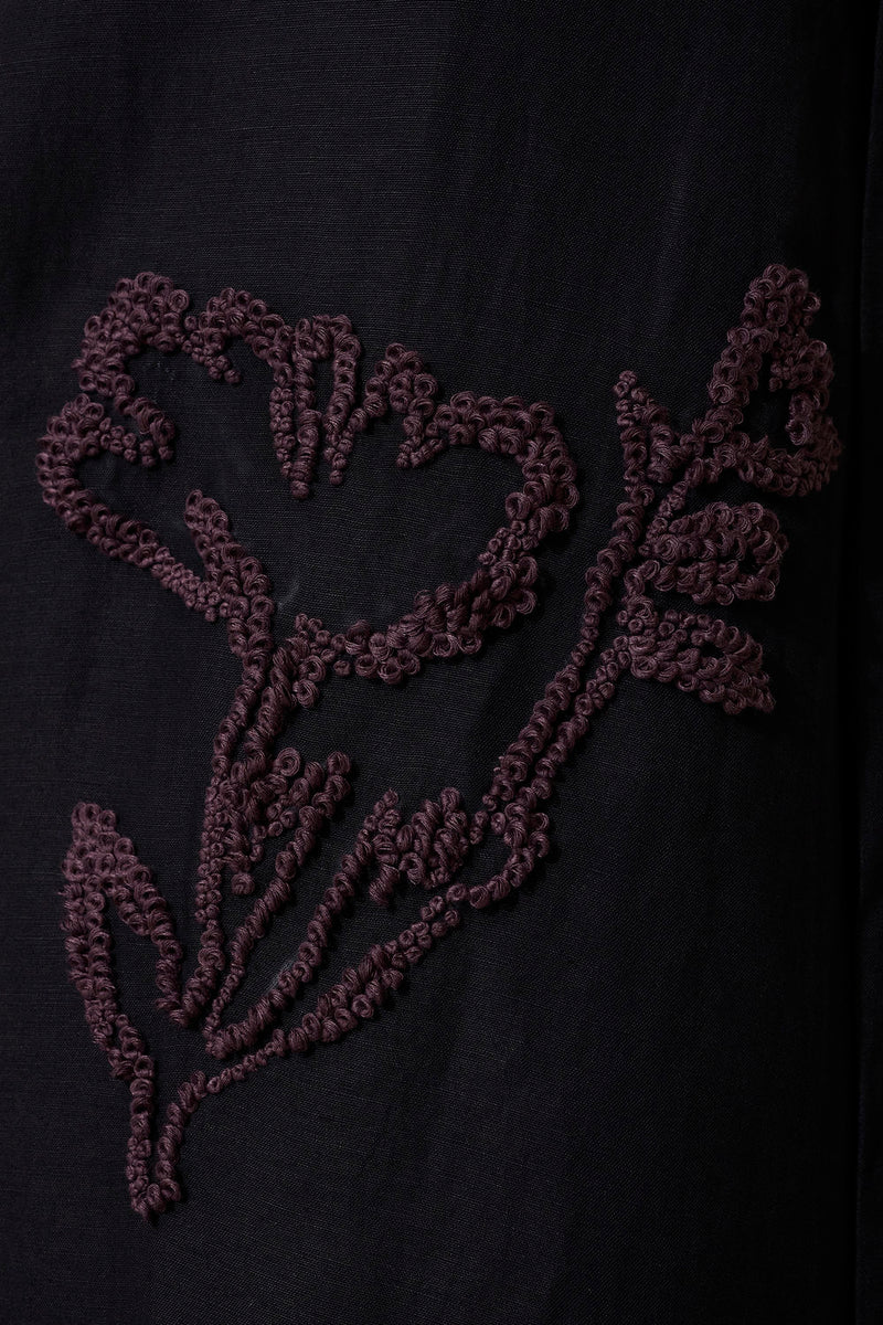 French Knot Marigold Set linen co-ord set by World of SiSa in charcoal for women in Singapore