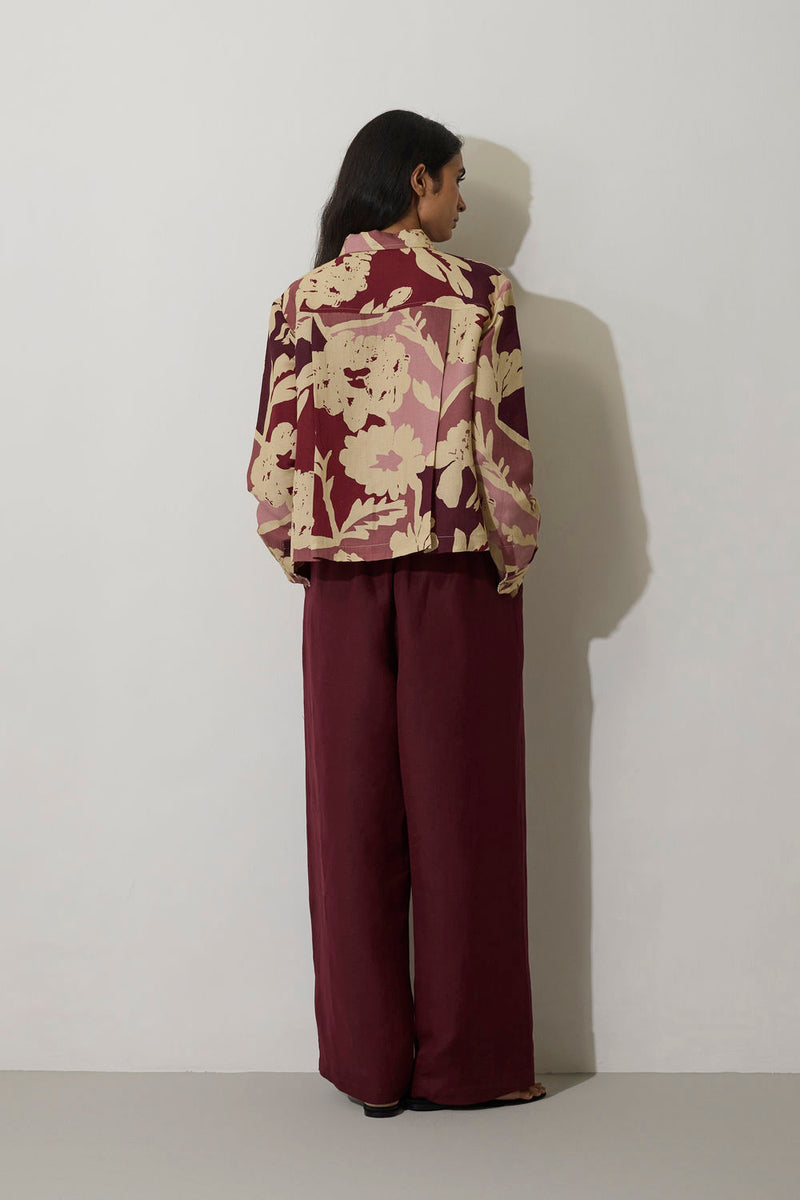 Marigold Crop Jacket-Red linen jacket/overlay by World of SiSa in red for women in Singapore