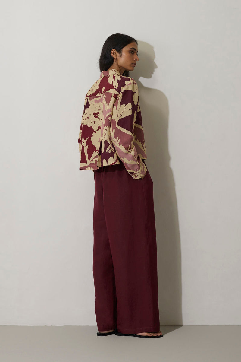 Marigold Crop Jacket-Red linen jacket/overlay by World of SiSa in red for women in Singapore