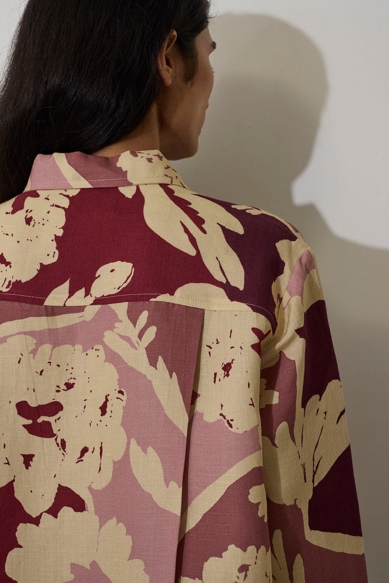 Marigold Crop Jacket-Red linen jacket/overlay by World of SiSa in red for women in Singapore