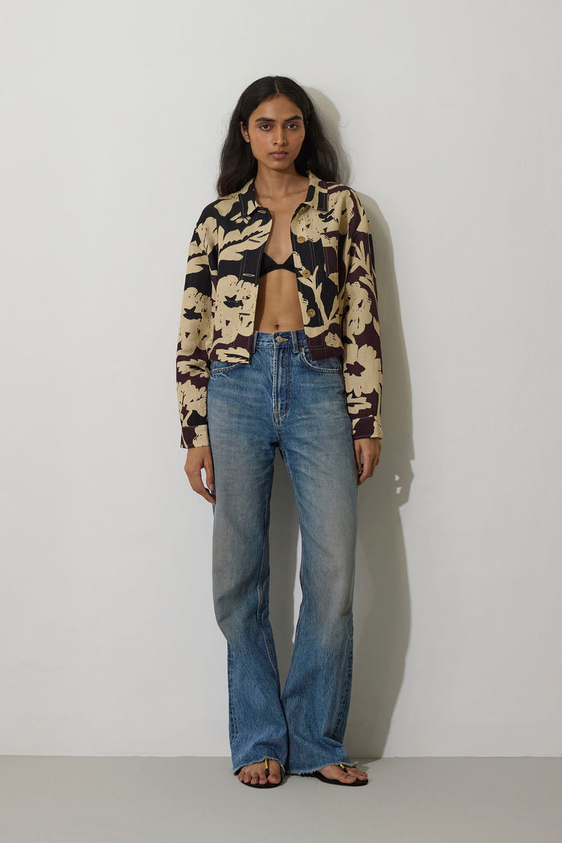 Marigold Crop Jacket-Charcoal linen jacket/overlay by World of SiSa in charcoal for women in Singapore