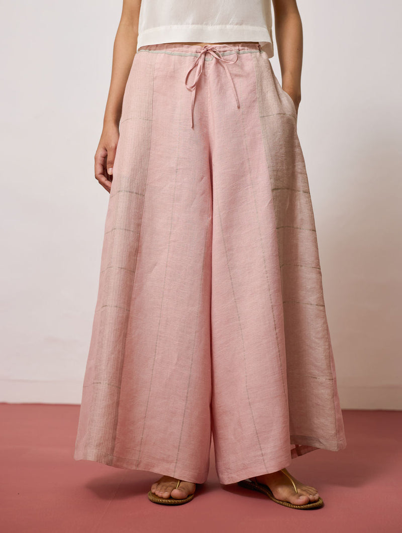 Ura Hand-Embroidered Metallic Linen Kurta Set-Pink linen kurta/kurta set by Manan in pink for women in Singapore
