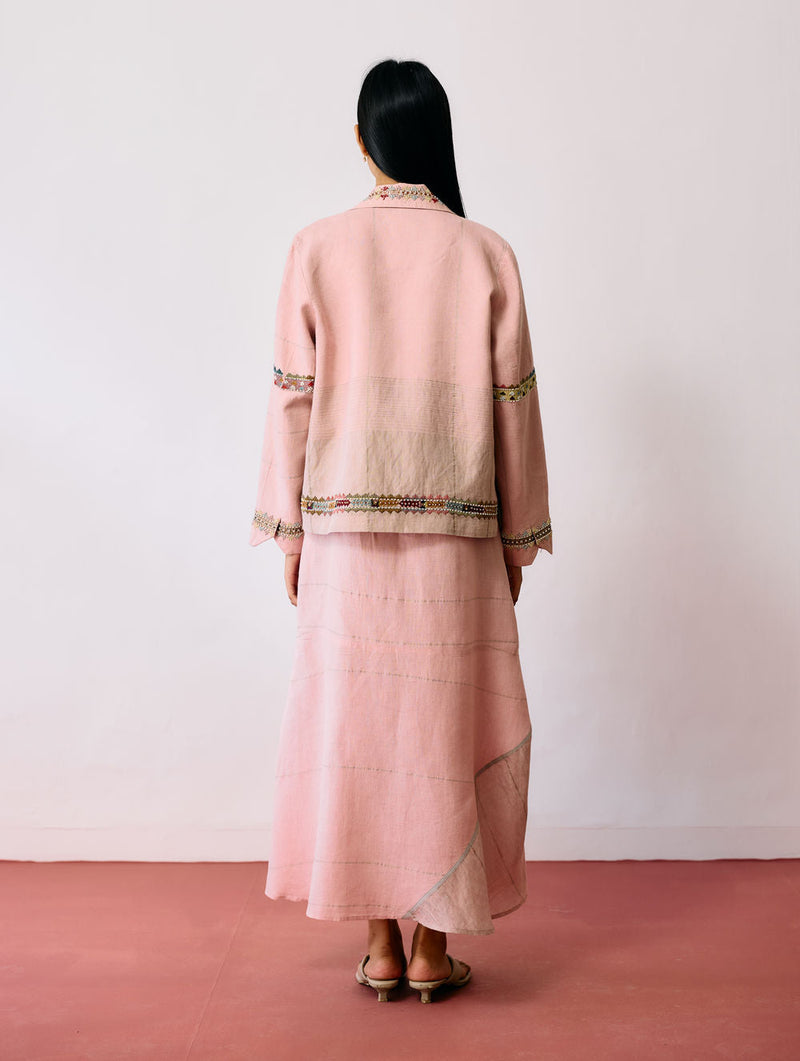 Dana Pintuck & Pleat Sleeveless Co-ord-Pink linen co-ord set by Manan in pink for women in Singapore