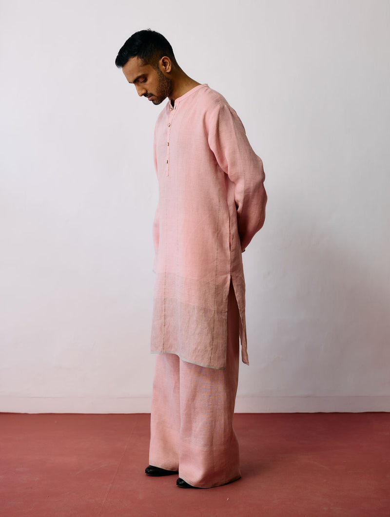 Rin Linen Pants-Pink linen pant/trouser by Manan Men in pink for men in Singapore