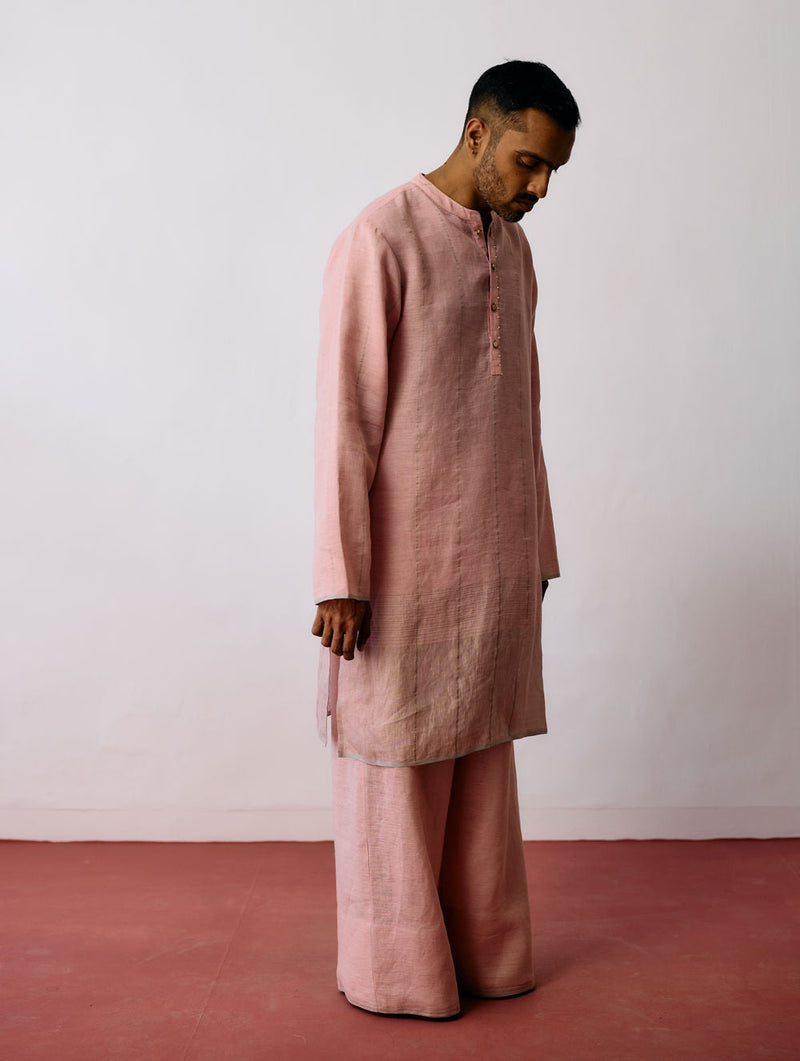 Rin Linen Pants-Pink linen pant/trouser by Manan Men in pink for men in Singapore