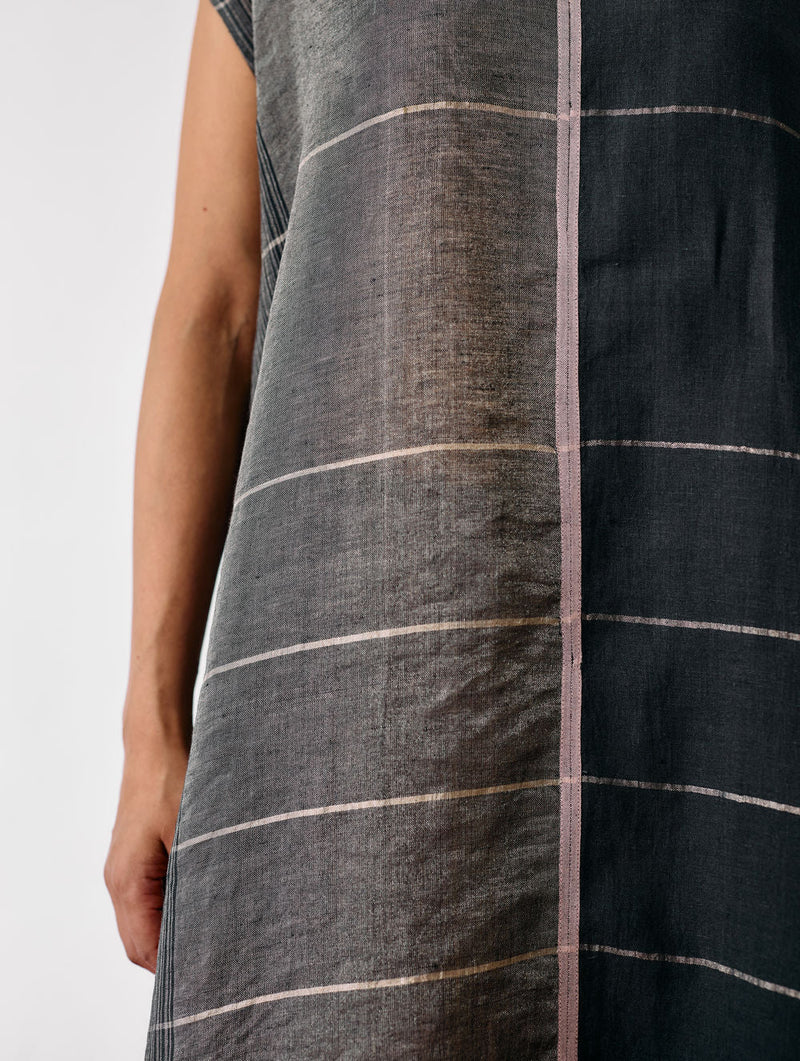 Rira Metallic Linen Long Co-ord-Charcoal linen co-ord set by Manan in black for women in Singapore