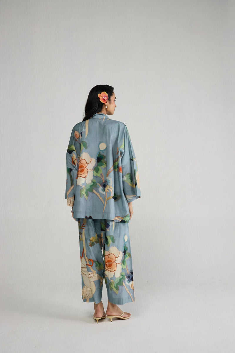Asagao Kimono Kurta & Pants Set co-ord set by YAM-ORIENTAL GARDEN SEP'26 for women in Singapore