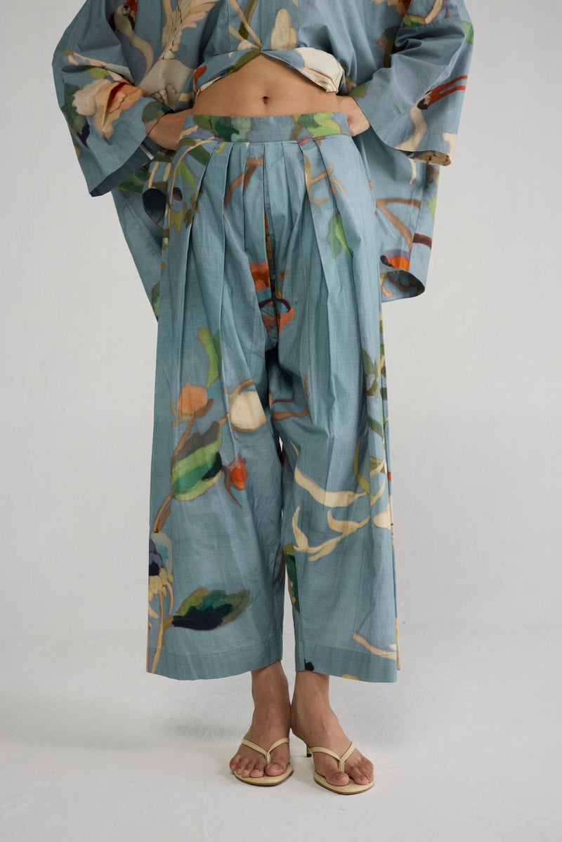 Asagao Kimono Kurta & Pants Set co-ord set by YAM-ORIENTAL GARDEN SEP'26 for women in Singapore