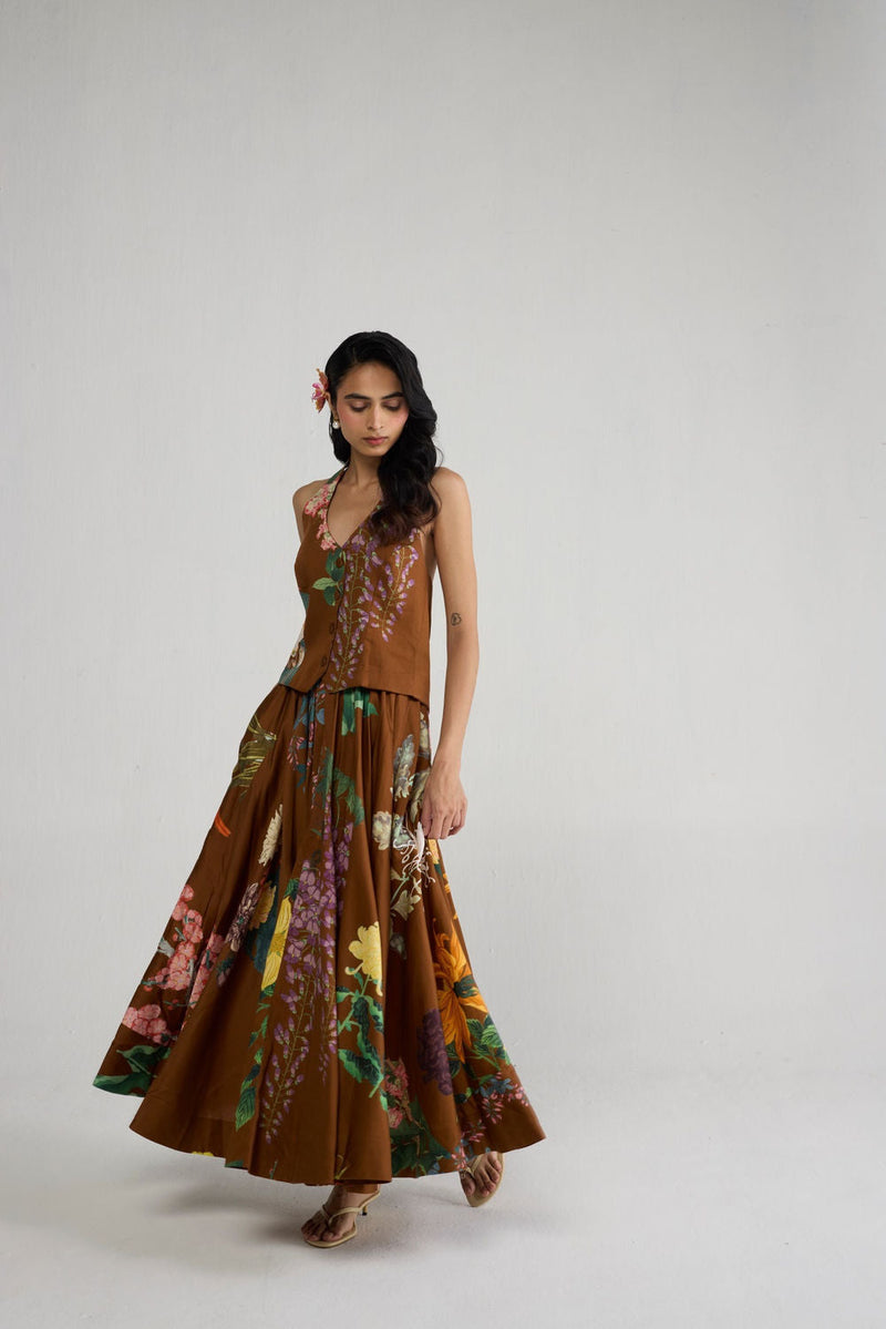 Emi Halterneck Waistcoat & Skirt Set co-ord set by YAM-ORIENTAL GARDEN SEP'26 for women in Singapore