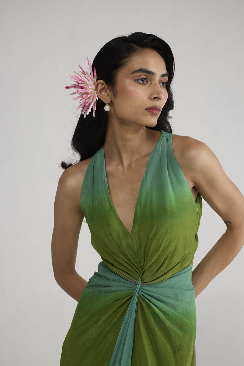 Hana V Neck Draped Dress dress by YAM-ORIENTAL GARDEN SEP'26 for women in Singapore