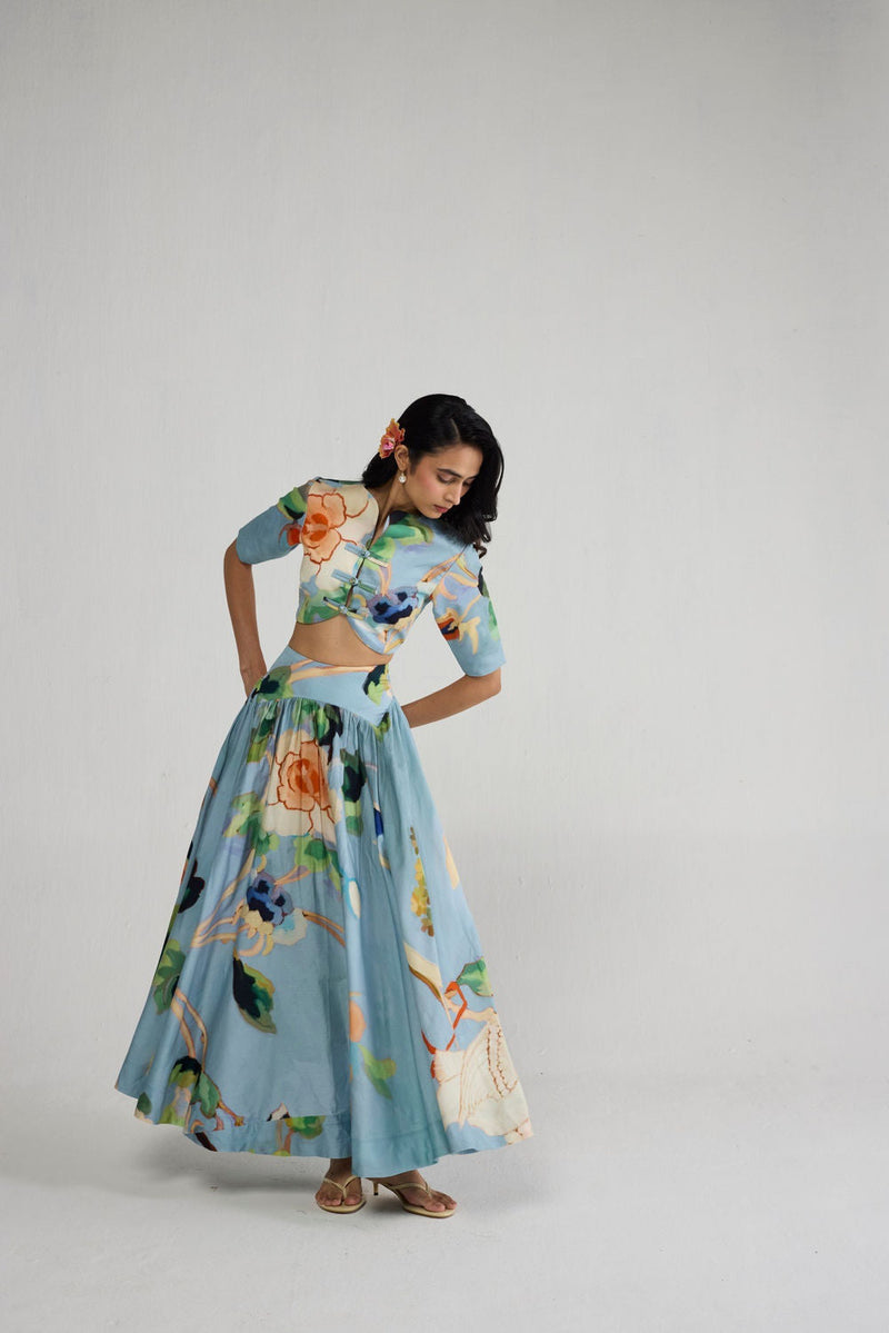 Asagao Blouse & Skirt Set co-ord set by YAM-ORIENTAL GARDEN SEP'26 for women in Singapore
