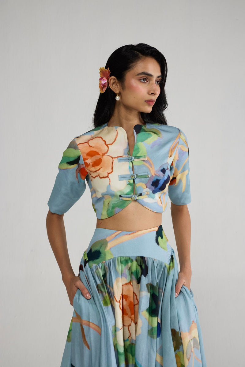 Asagao Blouse & Skirt Set co-ord set by YAM-ORIENTAL GARDEN SEP'26 for women in Singapore
