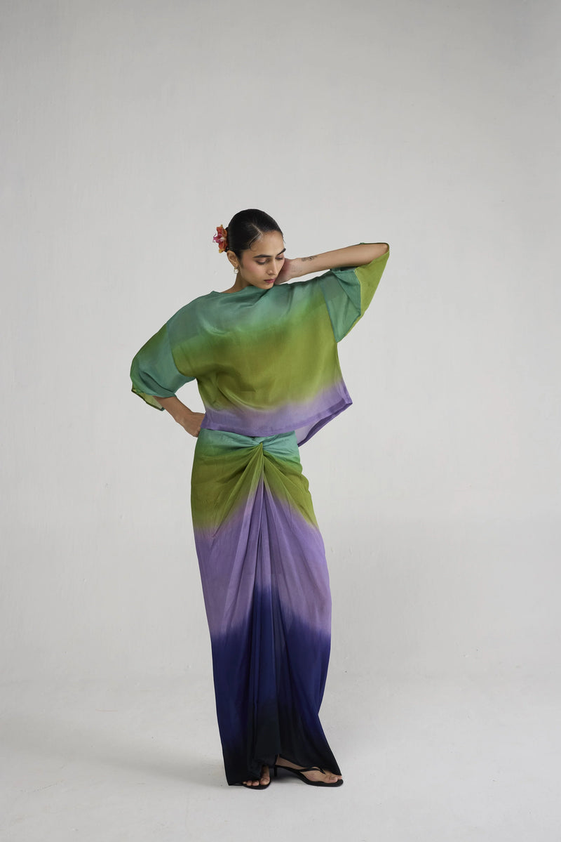 YMFP26-26 YAM-OG-42 HANA TOP & KNOTTED SKIRT CREPE-Size M