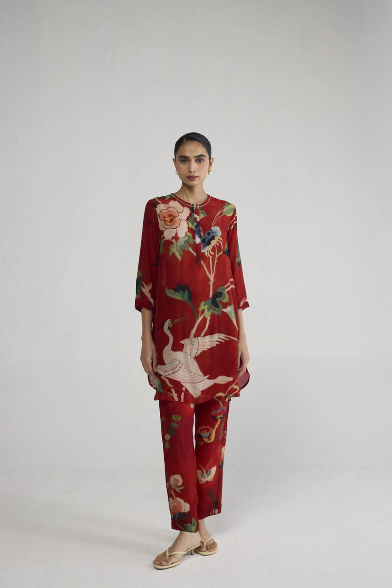 Bara Crepe Short Kurta Set co-ord set by YAM-ORIENTAL GARDEN SEP'26 for women in Singapore