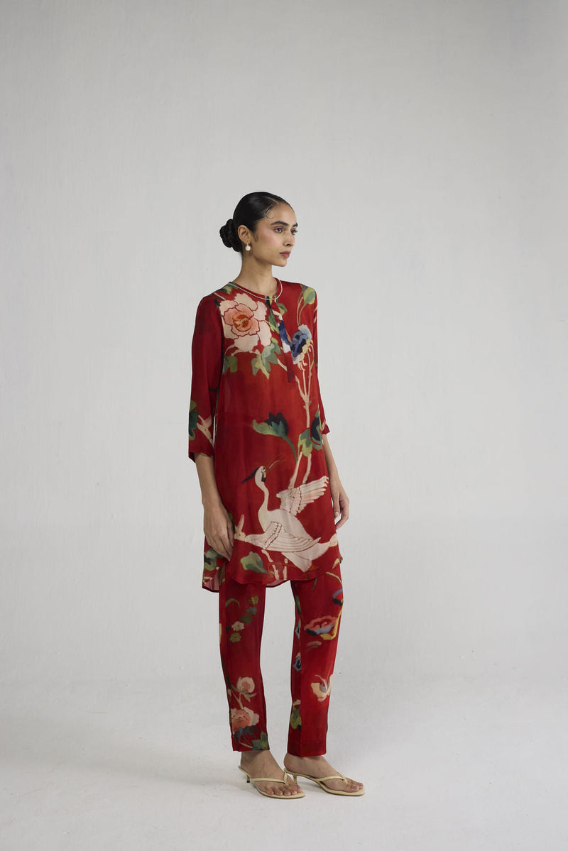 Bara Crepe Short Kurta Set co-ord set by YAM-ORIENTAL GARDEN SEP'26 for women in Singapore