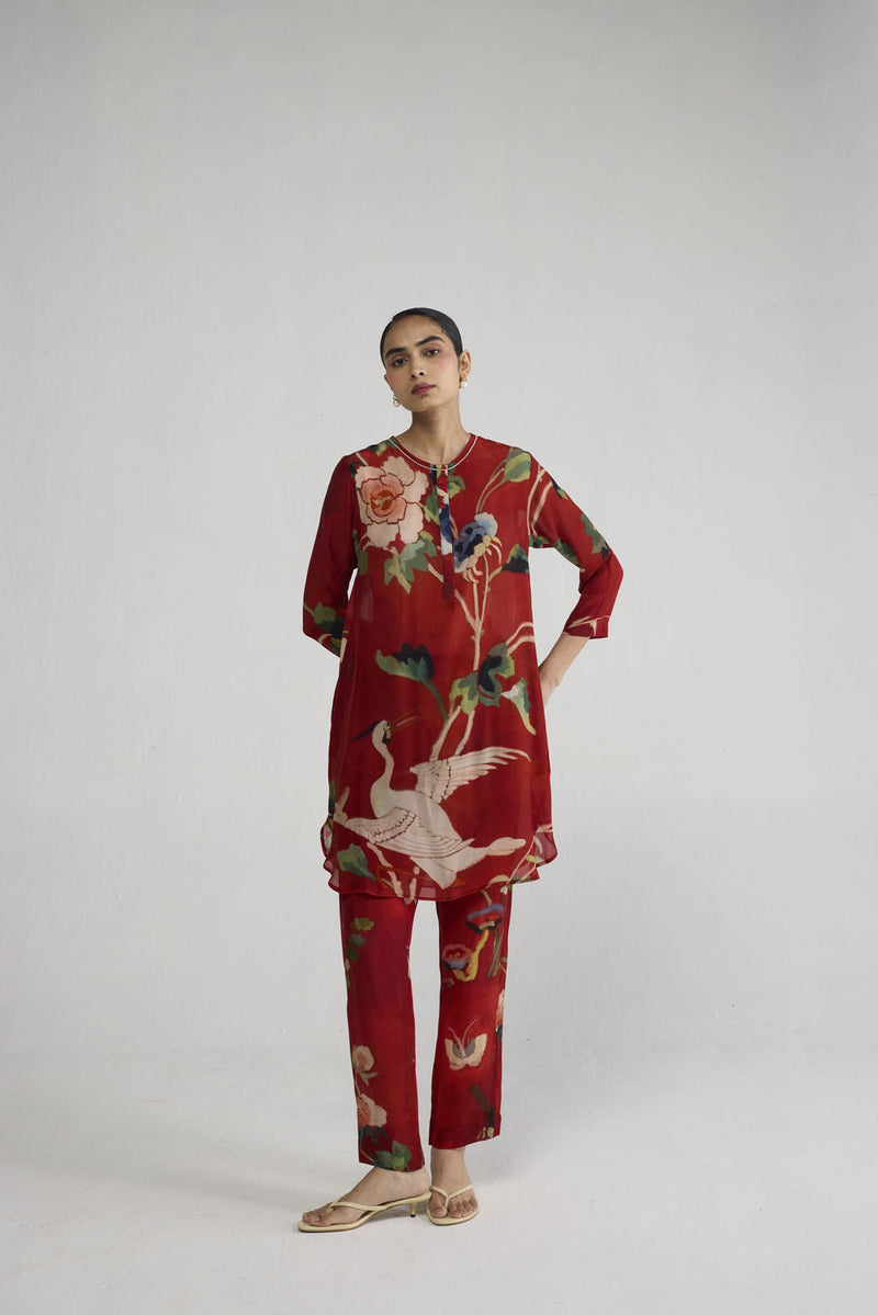 Bara Crepe Short Kurta Set co-ord set by YAM-ORIENTAL GARDEN SEP'26 for women in Singapore