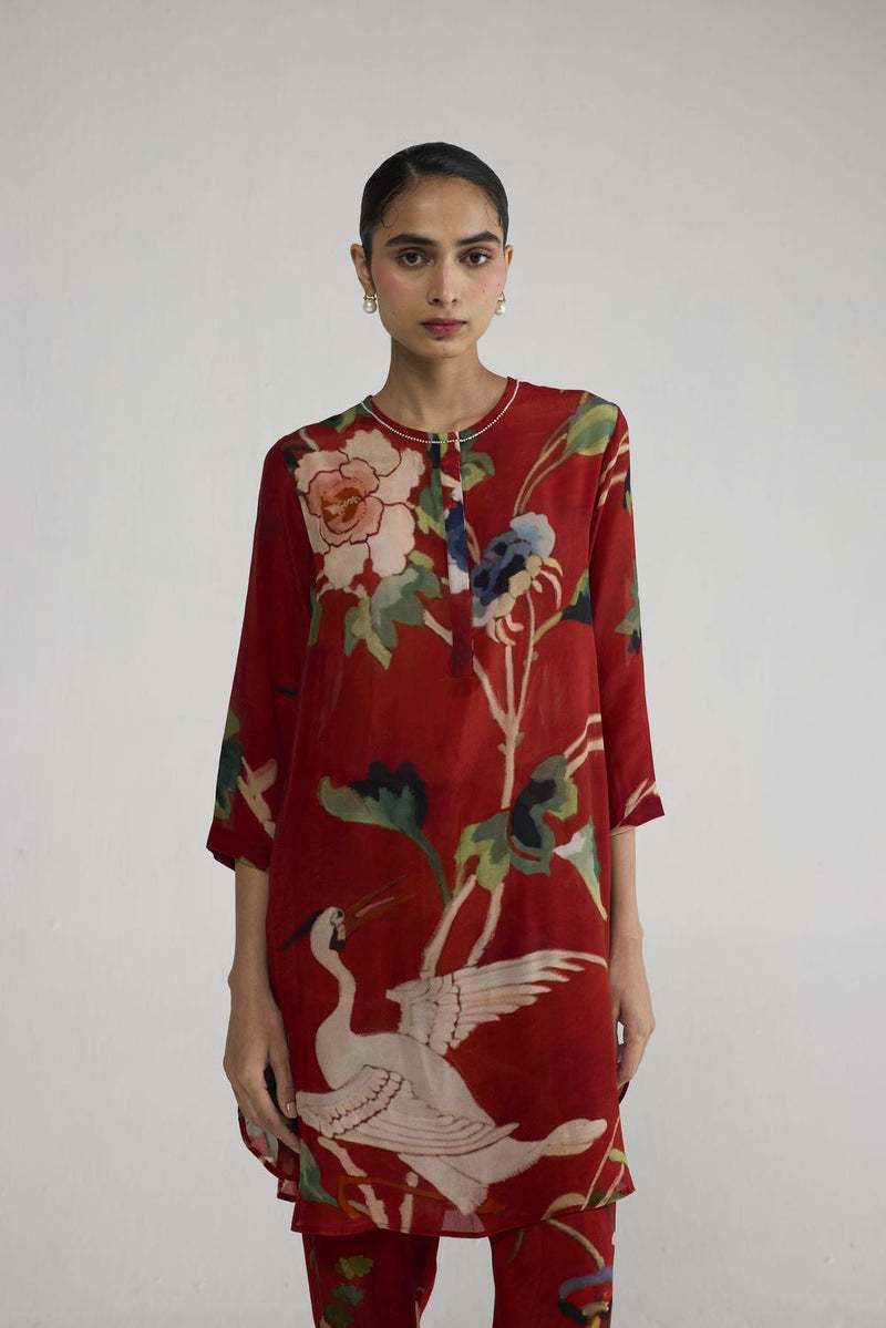 Bara Crepe Short Kurta Set co-ord set by YAM-ORIENTAL GARDEN SEP'26 for women in Singapore