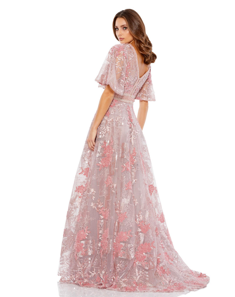 MD-20262 Flared Gown-Pink by Mac Duggal in pink color for women in Singapore