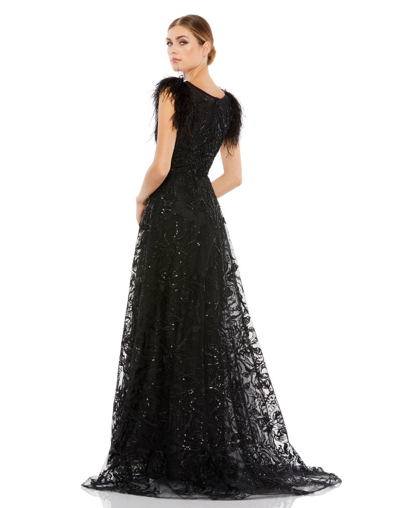 MD-20296 Long Flared Gown-Black by Mac Duggal in black color for women in Singapore