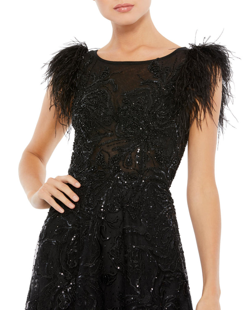 MD-20296 Long Flared Gown-Black by Mac Duggal in black color for women in Singapore