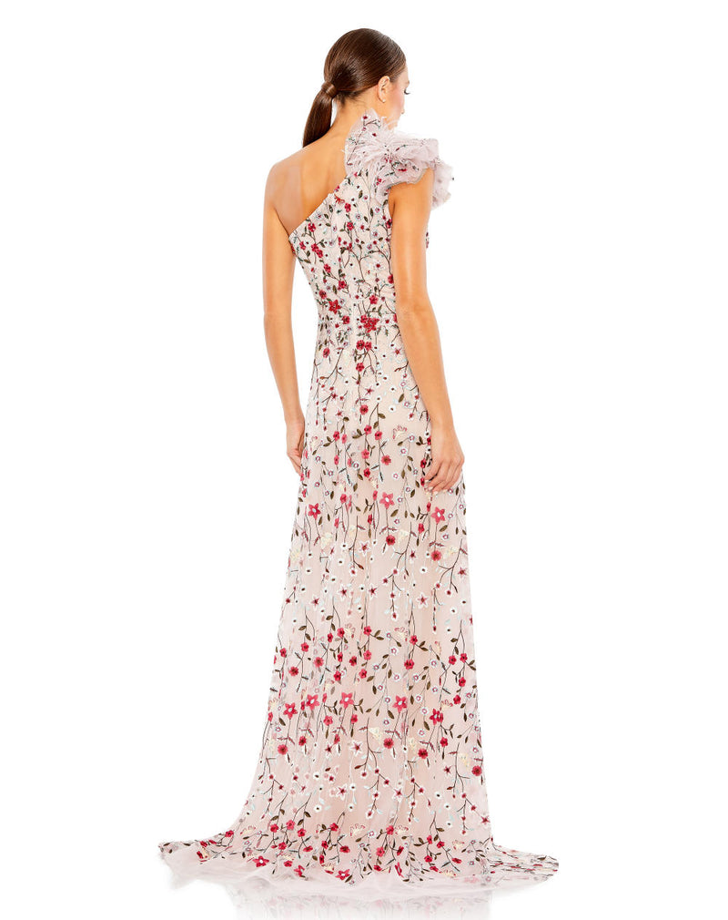 20331-Embellished Ruffled One Shoulder A Line Gown mul by Mac Duggal in multi color for women in Singapore
