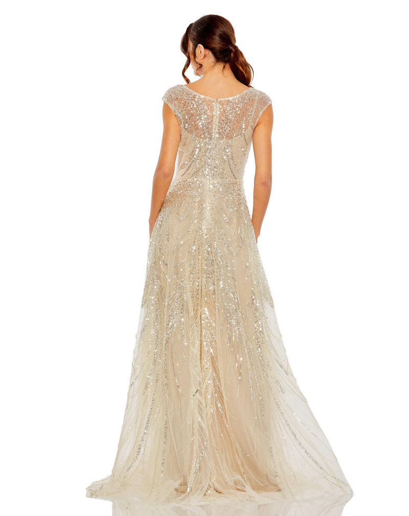 MD-20524 Longflared Gown-Beige by Mac Duggal in beige color for women in Singapore