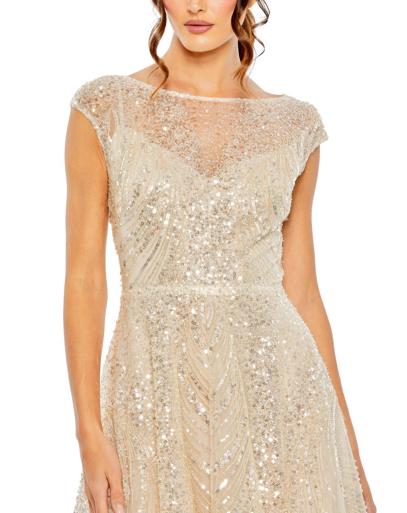 MD-20524 Longflared Gown-Beige by Mac Duggal in beige color for women in Singapore